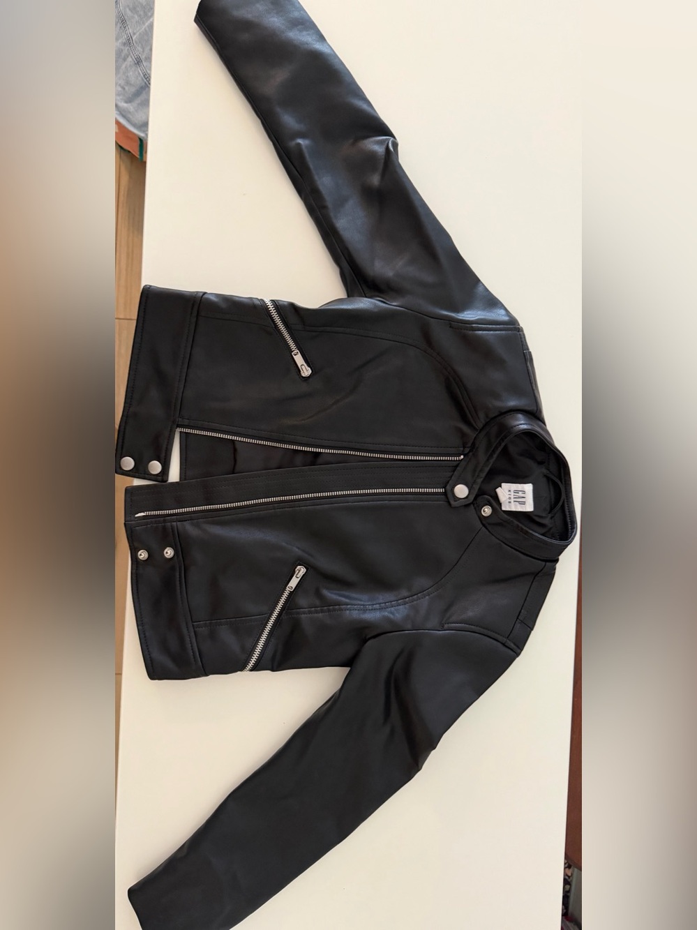 GAP Kids Black Faux Leather Jacket - Size M (8)